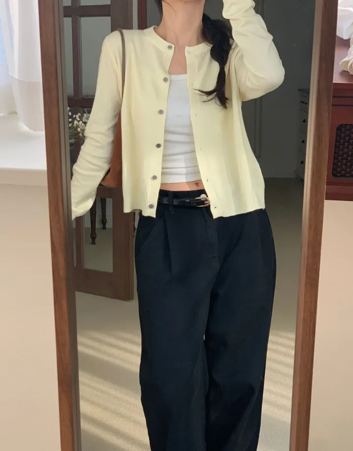 [재구매템/부들부들/기본가디건] 베이직 라운드 니트 가디건 5color / 라운드넥 긴팔 간절기 하객룩 상세 이미지 21