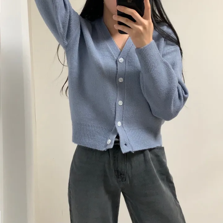 [7컬러/도톰해요!] 촘촘한 짜임의 데일리 브이넥 니트 가디건 상세 이미지 32