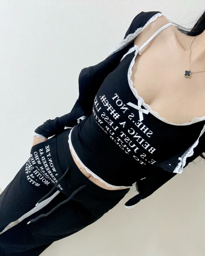 *컬러추가/선주문할인🖤* 레터링 쓰리피스세트 3color *글램/로우핏* 상세 이미지 2