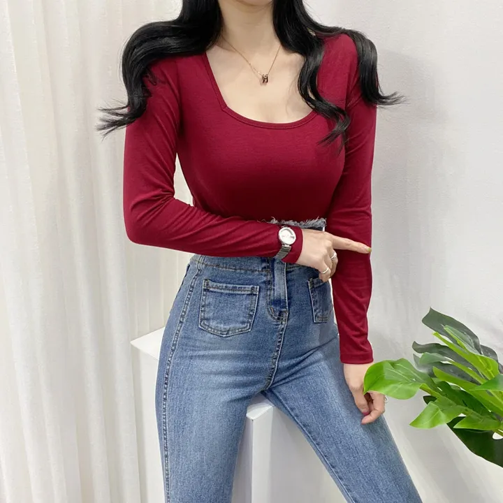 🚀당일발송🚀[묶음할인/11컬러] 조이 봄 가을 뉴 스퀘어넥 긴팔 티셔츠 이너티 상세 이미지 41