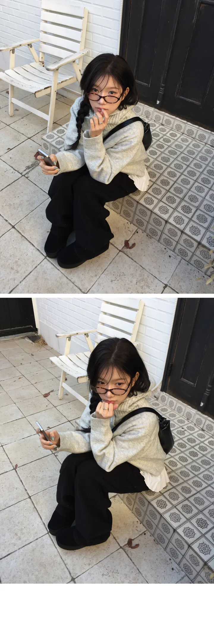 [데일리/빈티지🖤] 모루카 후드 버튼 하이넥 니트 가디건-5color 상세 이미지 10