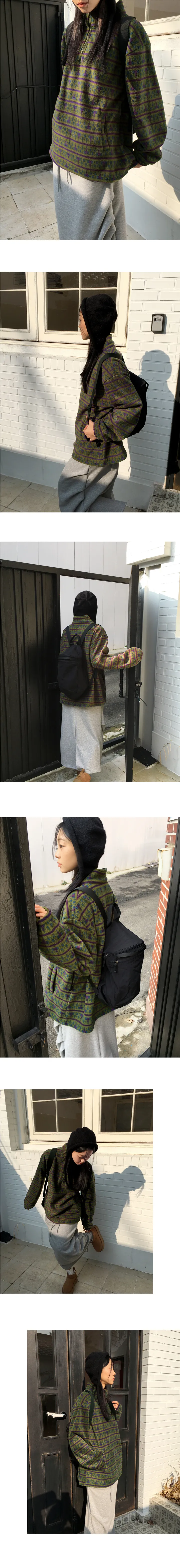 [컬러추가💙] 볼르 노르딕 패턴 후리스 하프 집업 상세 이미지 4