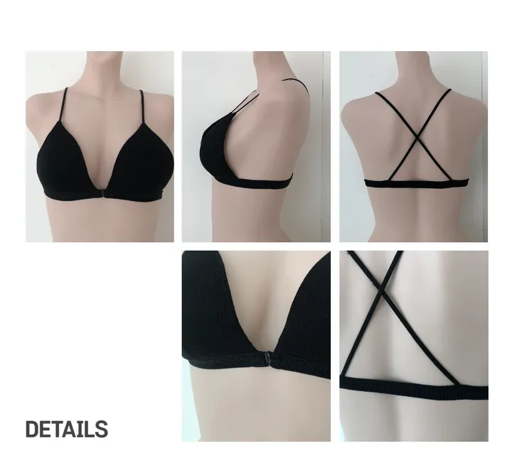 [앞후크/편안함] 핫걸 크로스 스트랩 앞후크 브라렛 삼각 쉐입 브라 가벼운 언더웨어 브라탑 이너 상세 이미지 18