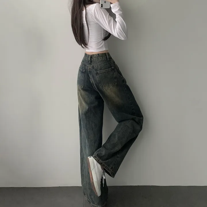 [인생핏/색감보장] 앞핀턱 빈티지 워싱 와이드 롱 데님 팬츠 청바지 상세 이미지 10