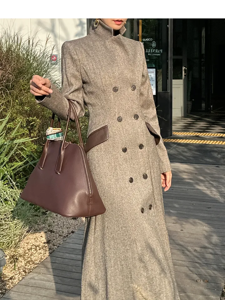 헤링본 더블 롱 원피스코트  JK115 상세 이미지 6