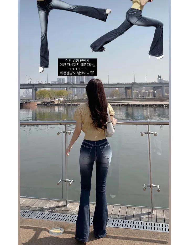[자체제작/허리쏘옥/히든밴딩/기본,롱ver] -3kg 몸매 보정 워싱 롱 부츠컷 데님 청바지 롱팬츠 상세 이미지 28