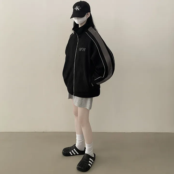 [보온력갑!/겨울까지] 스웨이드 하이넥 배색집업 오버핏 후리스자켓 점퍼 상세 이미지 22
