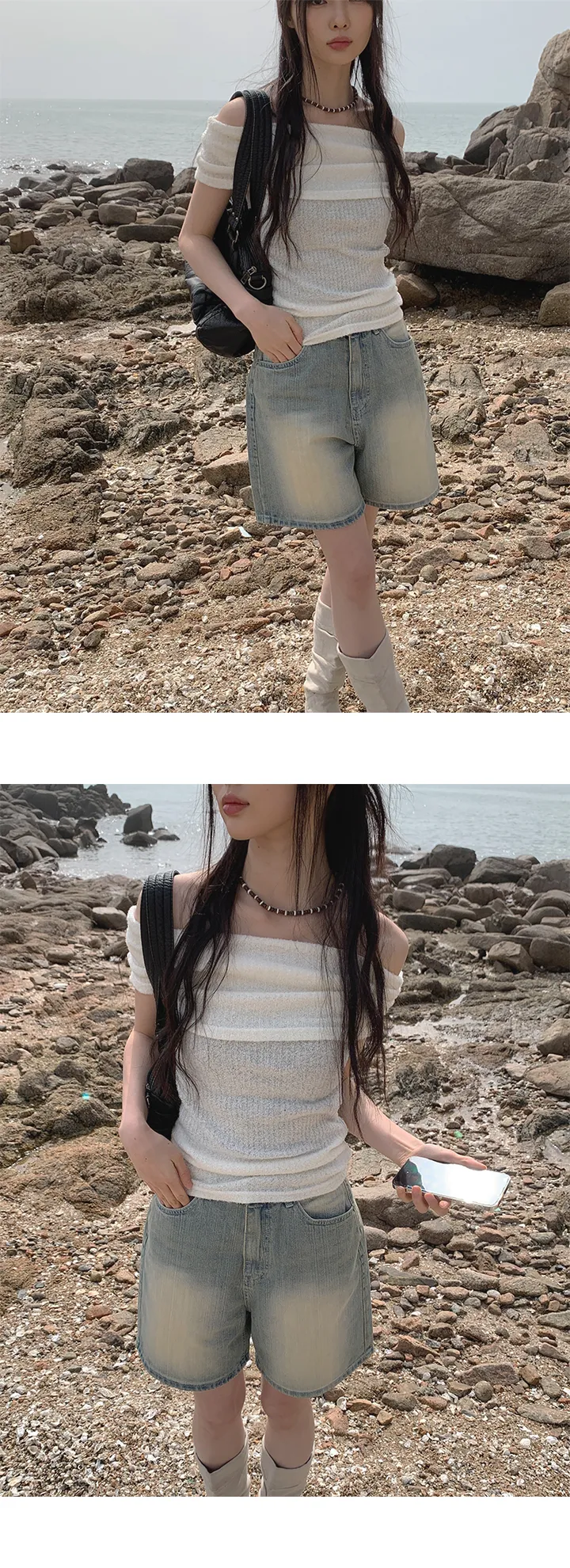 [특가세일🖤]옐로우틴 워싱 숏 데님 팬츠 상세 이미지 15