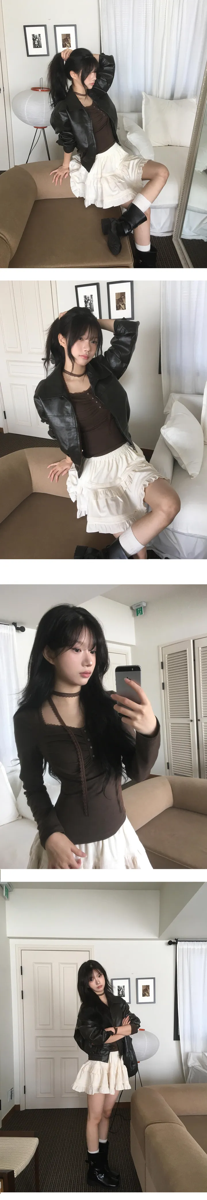 투엔 투웨이 집업 카라 레더 자켓 - 2color 상세 이미지 9