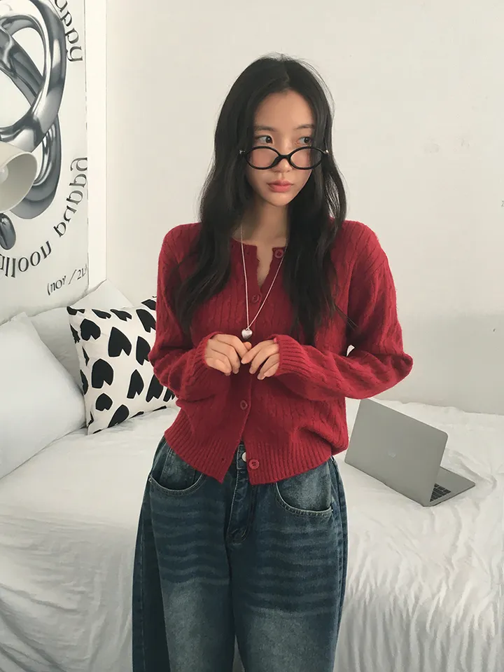 [전컬러입고!/고퀄!후기극찬❣️폭닥 케이블 꽈배기 단추니트가디건 여유핏!] 피오케이블꽈니트가디건 상세 이미지 25
