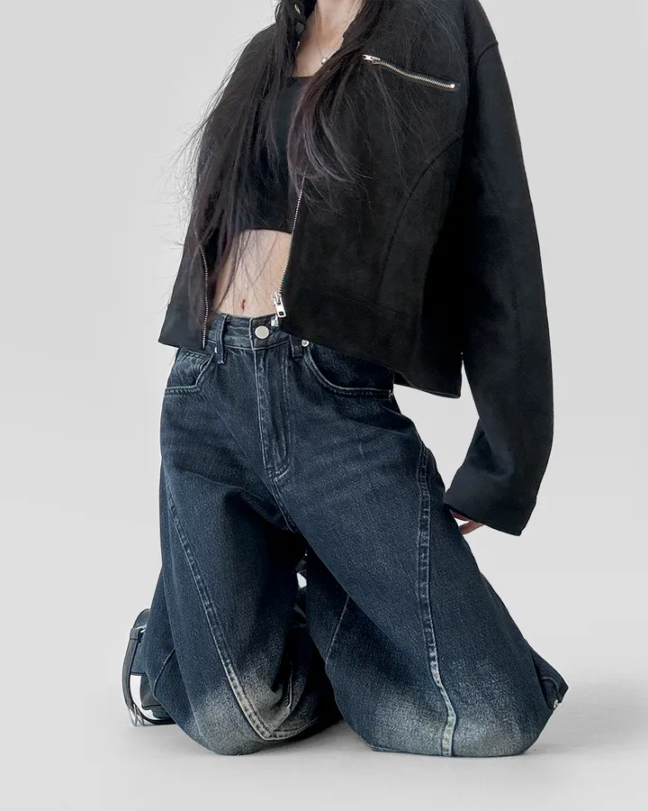 [디자인 데님] 디아블 십자 이노센스 절개 디자인 빈티지 워싱 통 와이드 벌룬핏 데님 팬츠 바지 상세 이미지 11