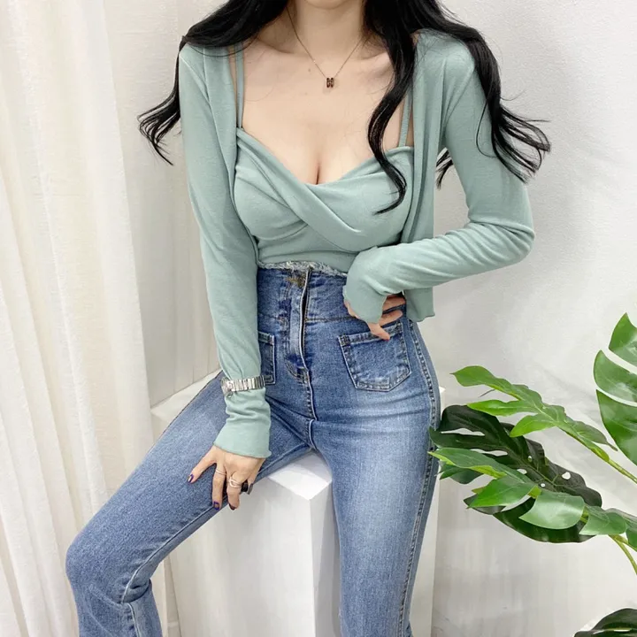 🚀당일발송🚀[몸매보정/글램룩] 봄 여름 가을 알프 숏 꽈베기 나시 가디건 세트 상세 이미지 30