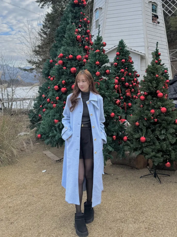 하이넥 부클 뽀글이 파스텔 허리 슬림 벨트 맥시 싱글 롱코트(3color)크리스마스룩 연말룩 상세 이미지 7