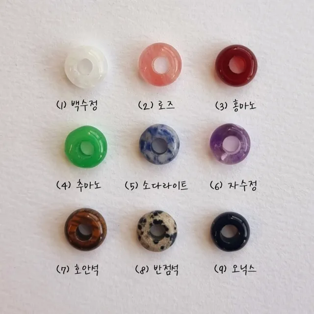 키라 컬러 원석 목걸이 | 봄 여름 도넛 행운 매듭 빈티지 유니크 목걸이 상세 이미지 4