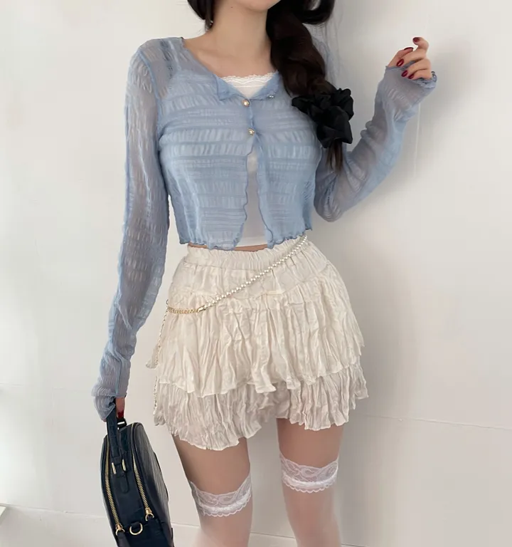 러핀 레이스 시스루 워머 가디건 상세 이미지 24