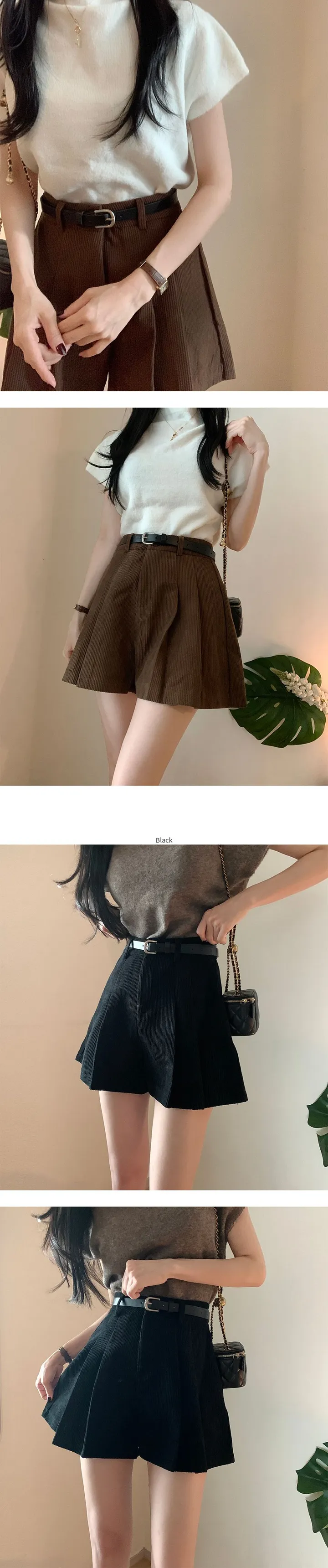 겨울ver라인커버/벨트set! 코듀로이 4부 겨울 숏팬츠 치마바지 반바지 S-XL 상세 이미지 6