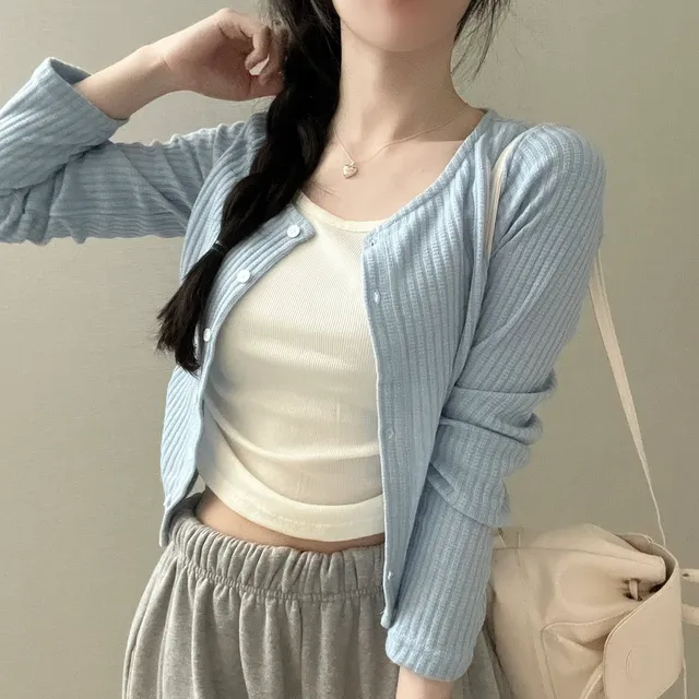 [ 가디건 일체형✨] 로지 옆셔링 레이어드 가디건 티셔츠 (3col) 상세 이미지 8