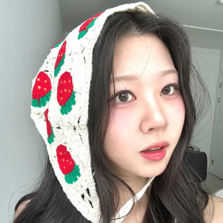 [묶음할인✨2개:8800원/키치💖] 러블리 헤어 두건 반다나 -8color 봄 여름 체육대회 운동회 휴양지 여행 플라워 딸기 시스루 체리 학생 데일리 데이트 캐주얼 유니크 힙 상세 이미지 7