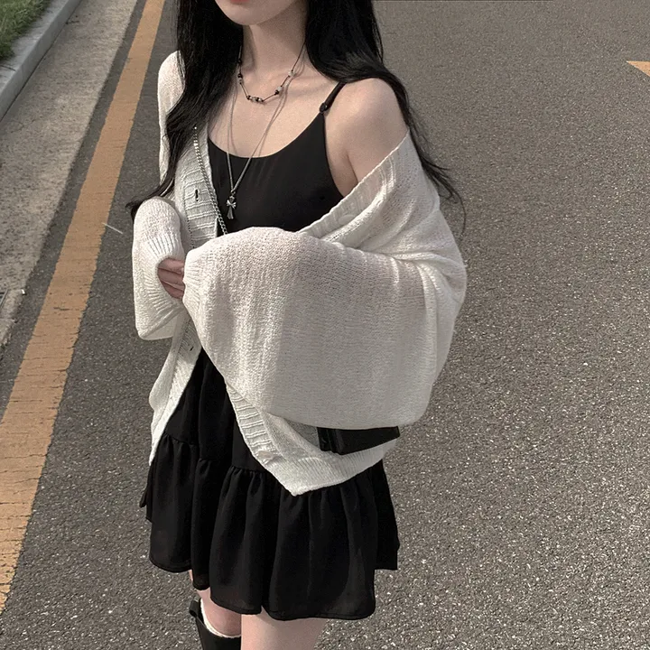 [햇빛차단☀️/왕오버핏!] 보호본능 왕박시 브이넥 여름 벌룬 가디건 빅사이즈 체형커버 살안타템 여행룩 상세 이미지 10