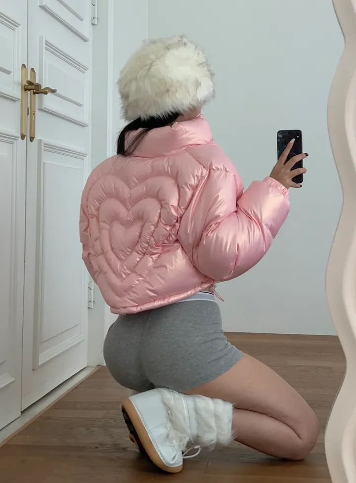 💗🤍전컬러당일발송🤍💗 크롭패딩 겨울신상 글로시패딩 유광패딩 숏패딩 스트링패딩 투웨이패딩 발레코어룩 y2k 크롭 숏 패딩 점퍼 상세 이미지 23