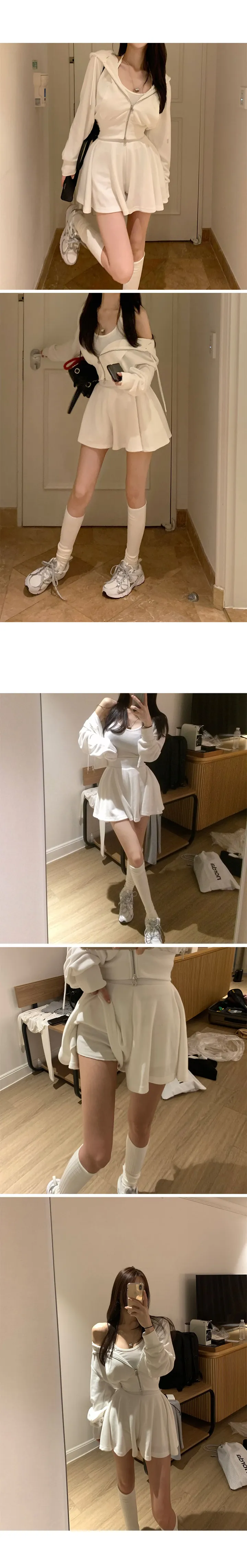 *5col/기본,롱*[허얇골넓보장] made 코르셋 후드 플레어 세트 봄트레이닝 봄신상 상세 이미지 18