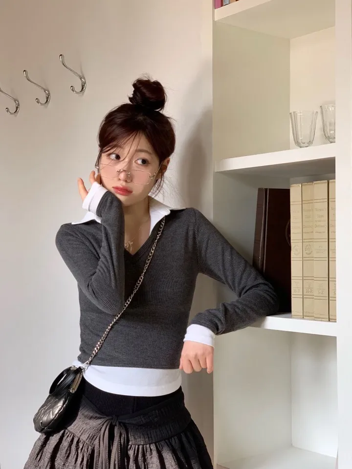 [캐시미어가디건ෆ잘록핏]르본 배색 아가일 패턴 잘록 시보리 카라넥 캐시미어 울니트 버튼 가디건 4color 상세 이미지 30