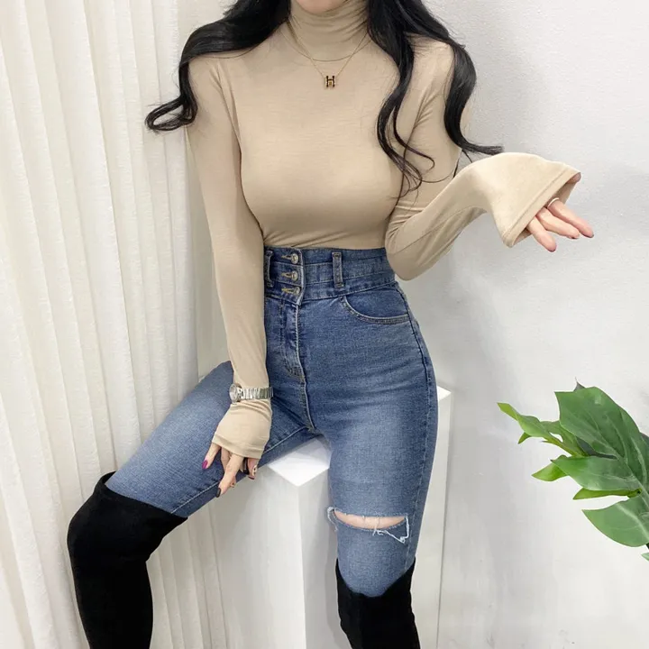 🚀당일발송🚀[6천장돌파/기모선택/묶음할인] 봄 가을 겨울 메이 부들 여리 폴라 티셔츠 이너티 상세 이미지 16