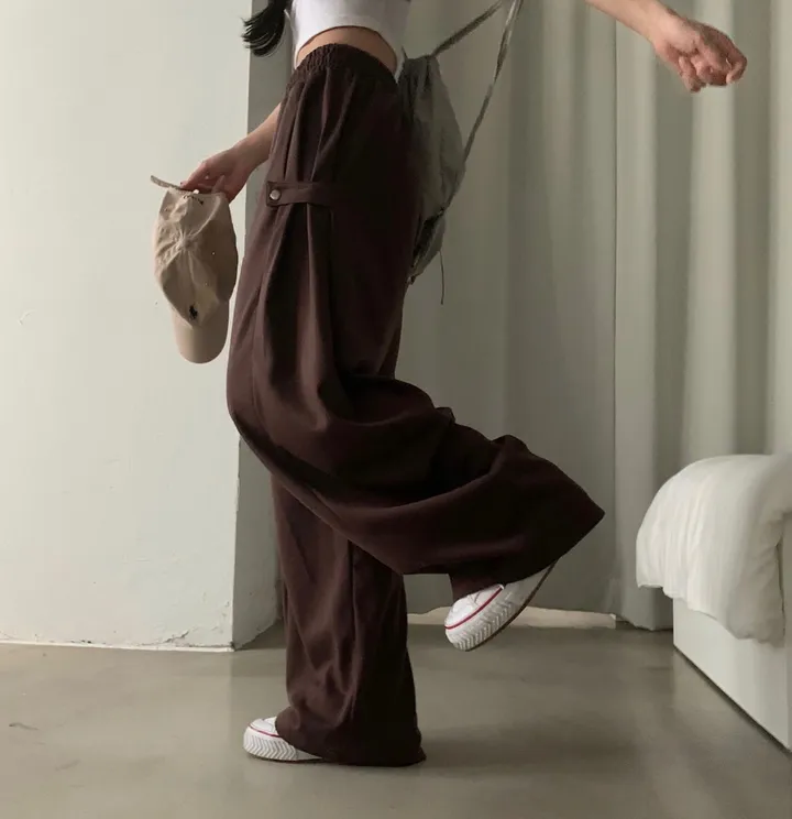 Made [봄컬러추가/🤍숏,롱!] 비어 사이드스냅 비죠, 버튼 롱와이드 트레이닝 추리닝 밴딩팬츠 - 12color 상세 이미지 15