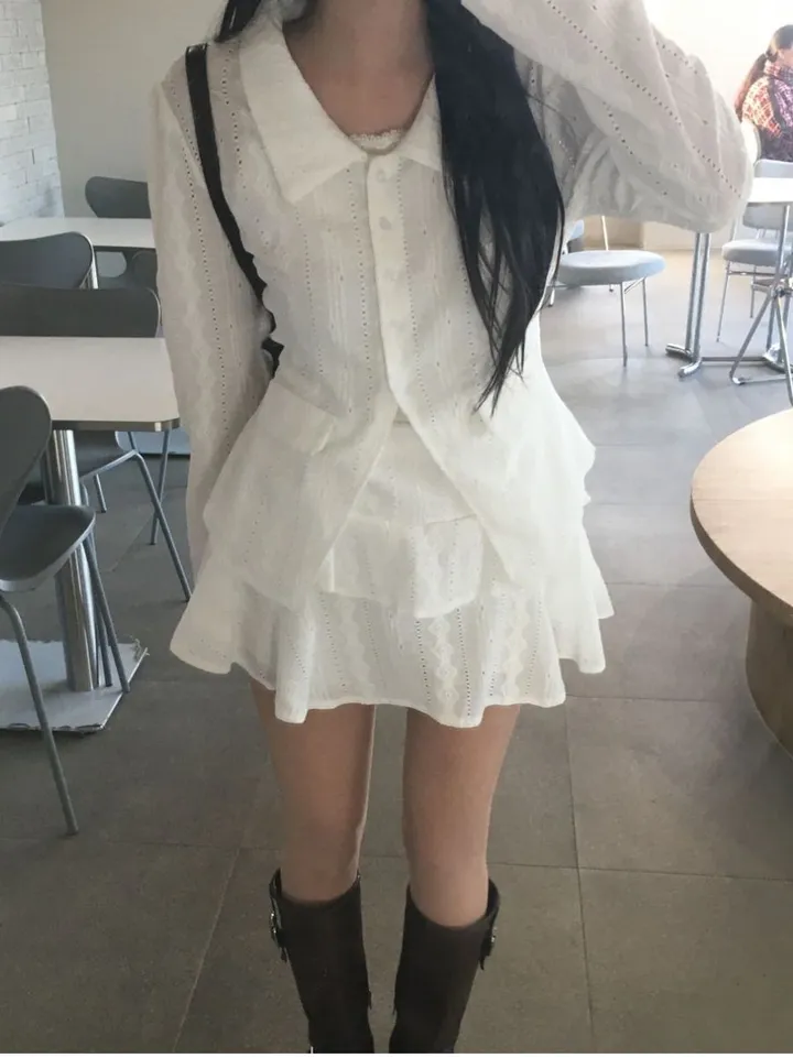[봄신상🌼/세트상품] 투피스 펀칭 라운드 카라 세트 상세 이미지 11