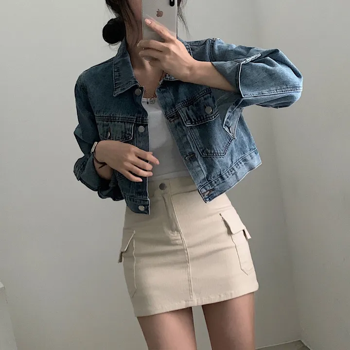 [기획/가을필수!] 퍼즐 데님 크롭 청자켓 - 2color 상세 이미지 23