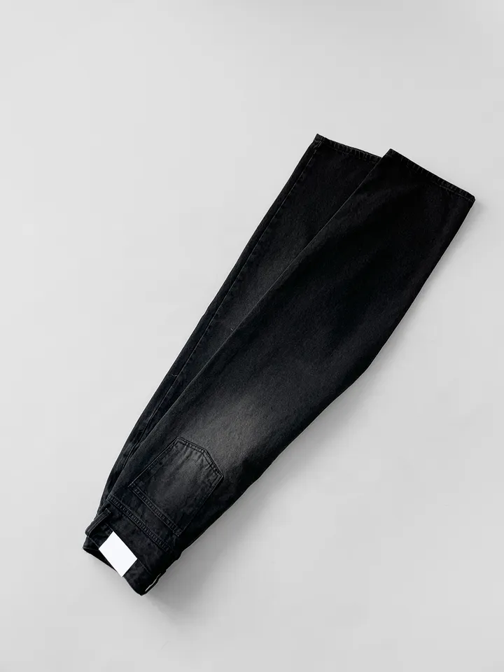 [고퀄, 강추] 브루 블랙 데일리 와이드 일자핏 워싱 데님 팬츠 상세 이미지 10