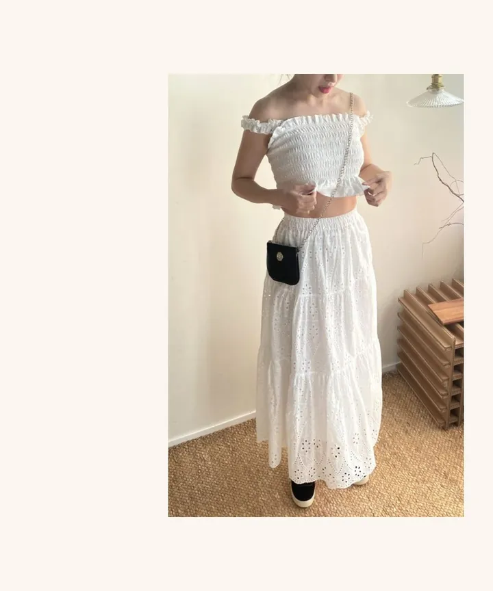 여름신상] 레이스 스모크 나시 롱  스커트 세트  여름나시 여름 롱 스커트 세트가격 1color [2pcs] 상세 이미지 29