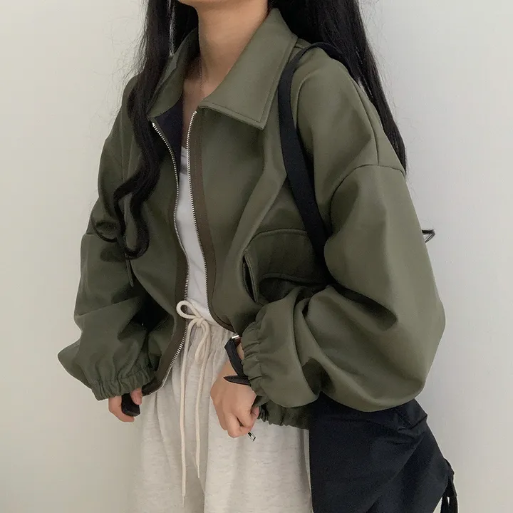 [ 봄신상 ]루즈핏 투웨이 레자 숏점퍼 상세 이미지 20