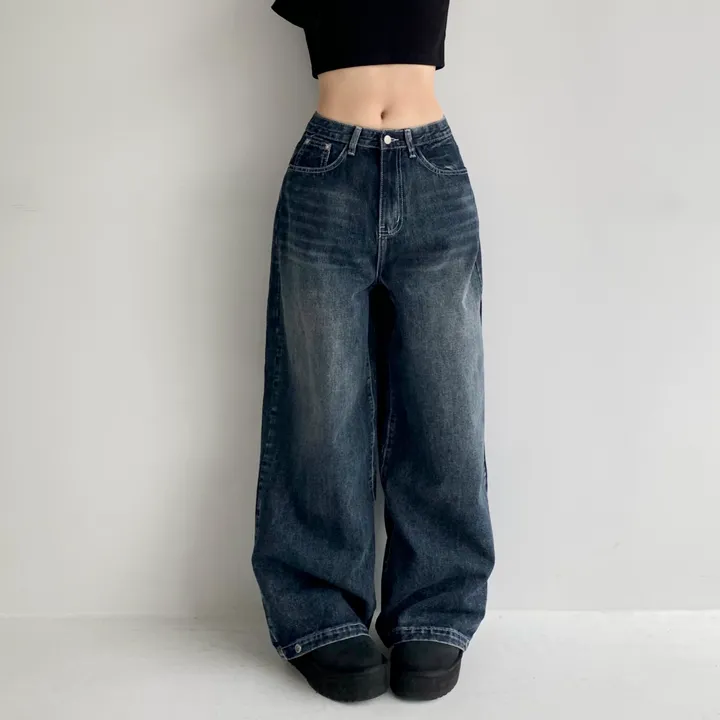 [모델소장🖤/기장선택/~XL] 페이블 3기장 힙 빈티지 워싱 하이웨스트 로우 밑단 스냅 조거 와이드 데님 팬츠 청바지 키작녀 키큰녀 남녀공용 사계절팬츠 빅사이즈 상세 이미지 16