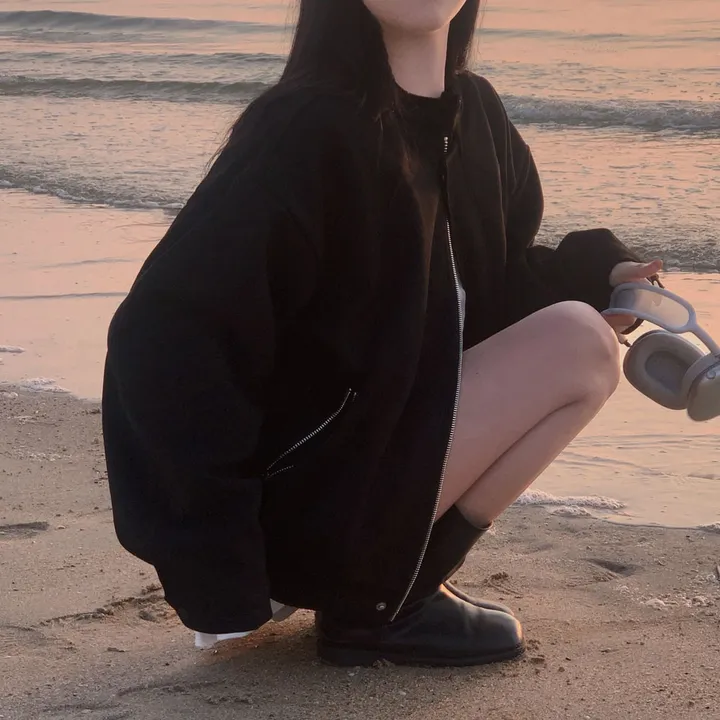 [오버핏!🖤/주문폭주✨]모던 바이커 스웨이드 아방 블루종 오버핏 자켓 상세 이미지 13