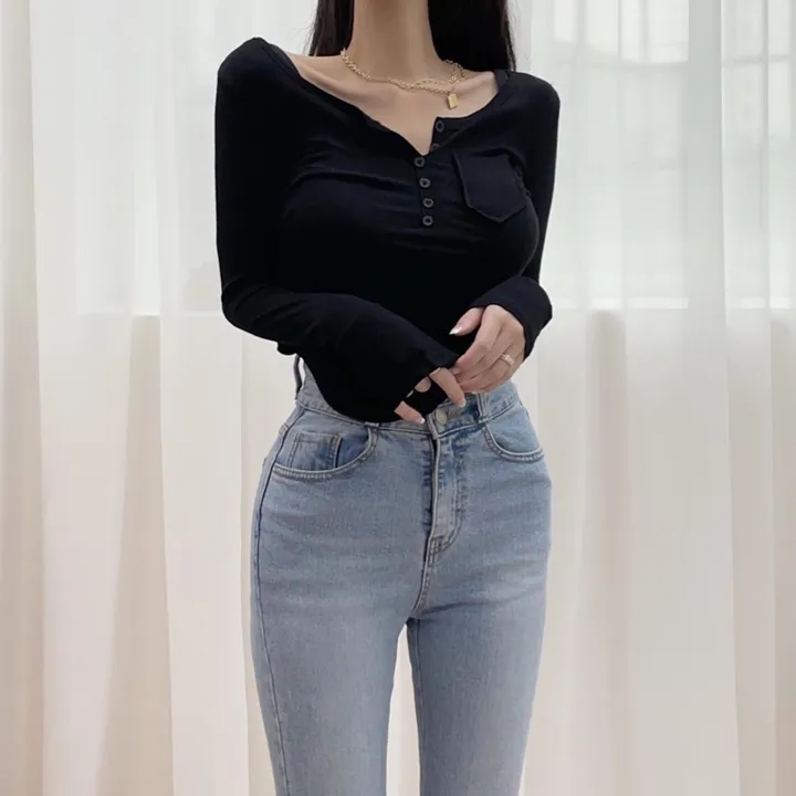 *홀리단독*만장돌파![몸매보정/핏깡패] 밑단라운드 슬림 골지 브이티 골지티 슬림티 상세 이미지 20