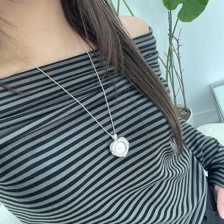 Twinkle Heart Clock Long Necklace 상세 이미지 13