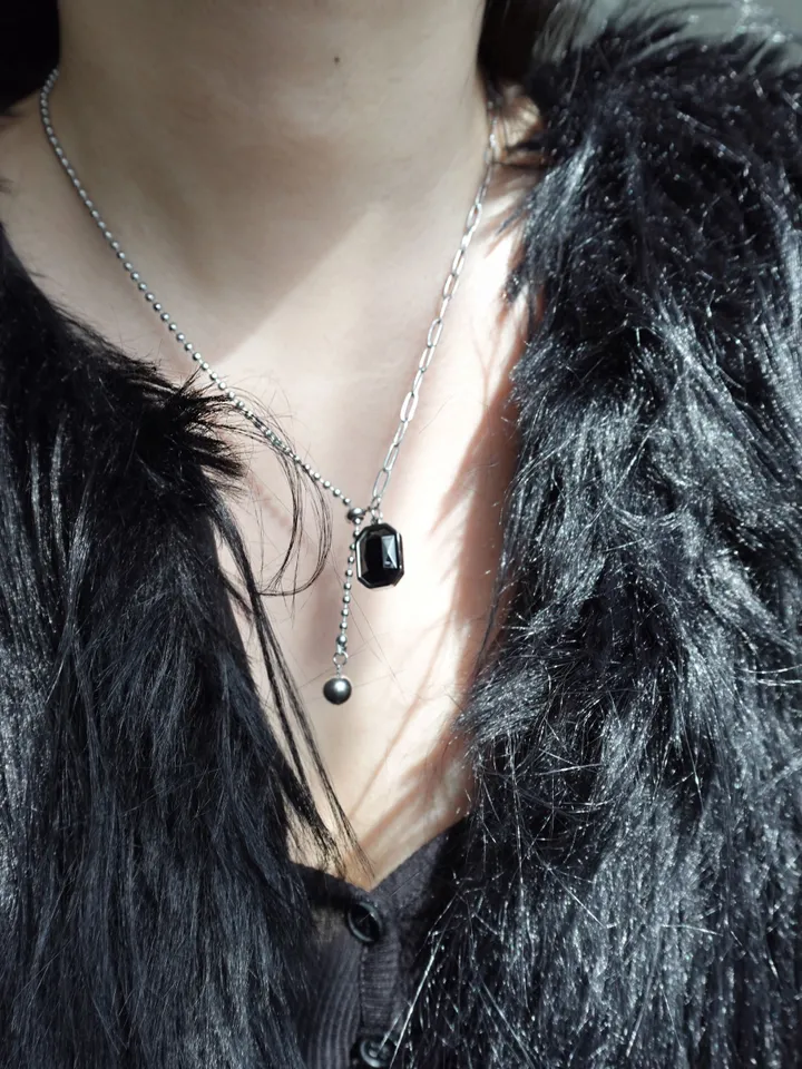 [s.steel] black drop necklace | 써지컬 블랙 드롭 목걸이 상세 이미지 11
