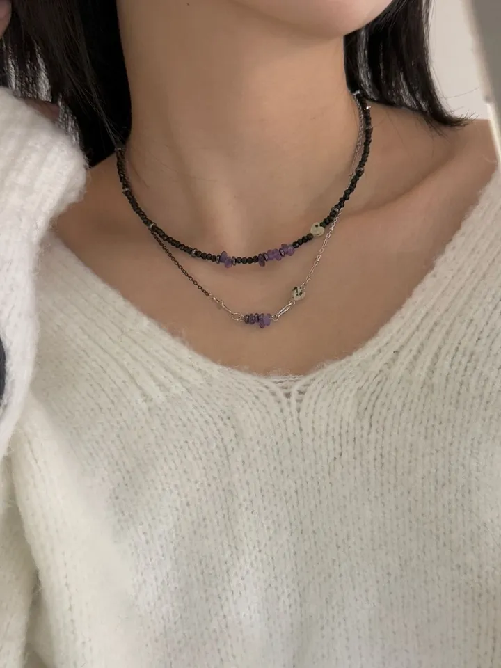 [변색X] 에이틴 원석 하프체인 목걸이 (3color) 상세 이미지 12