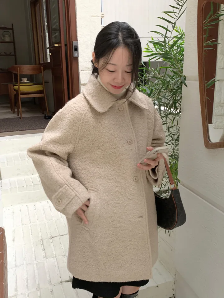 [안감누빔]테이퍼 부클 하프코트*베이지 당일발송 상세 이미지 37
