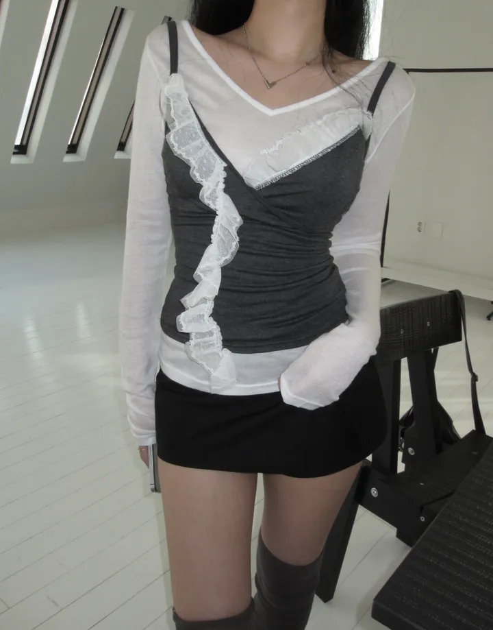 [*feminine🤍] 로제 레이스 랩 나시 lace sv - 3 color 상세 이미지 39