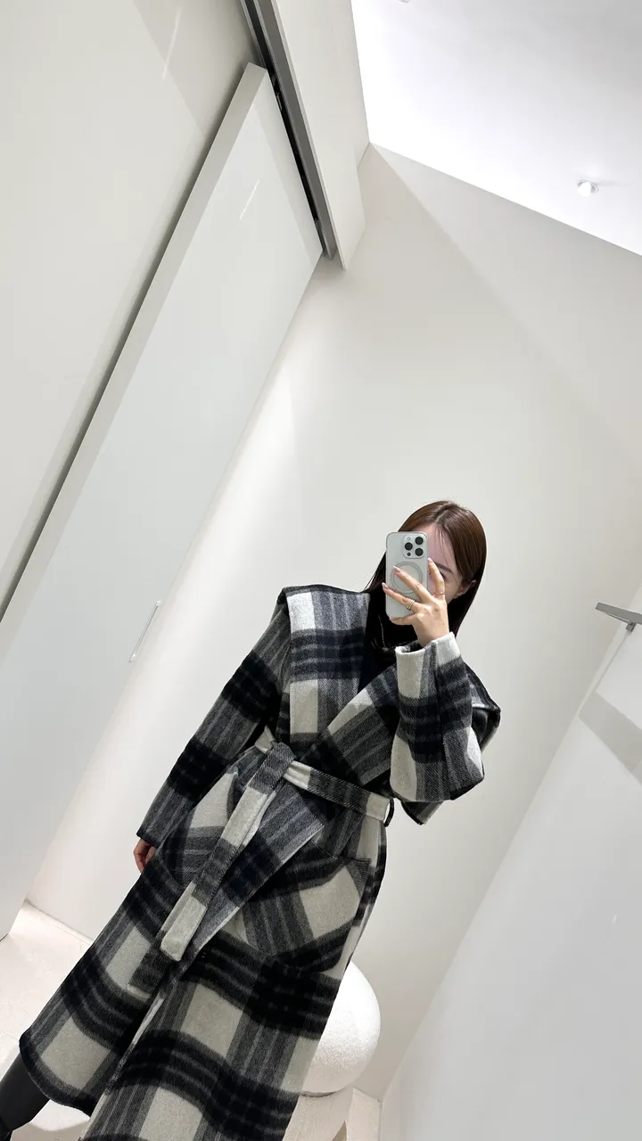 세일러 빅카라 체크 후드 롱코트 (수입) 상세 이미지 7