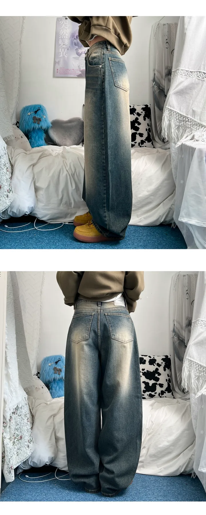 clay washing denim wide pants 상세 이미지 6