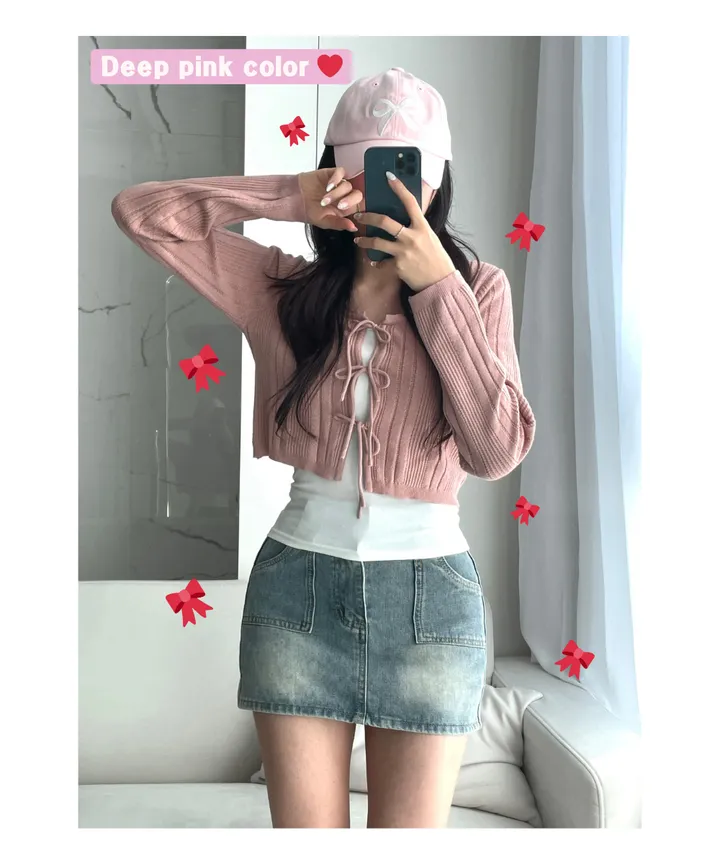 [주문폭주🤍/리본포인트!]  💘남심 저격해버릴 리스 쓰리리본 가디건 상세 이미지 23
