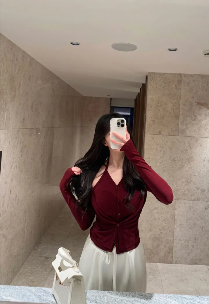 오묘한컬러감🌹*뷰엘단독* 아망 홀터넥 나시 가디건 투피스 세트 레이어드 가디건 봄가디건 상세 이미지 7