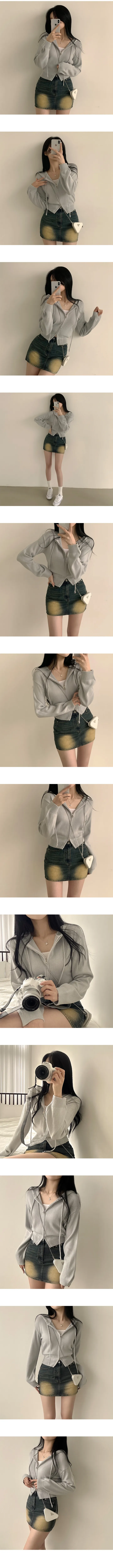[투웨이/여리핏] 예쁨보장ღ, 무지 후드 크롭 가디건 니트집업 (6color) 상세 이미지 3