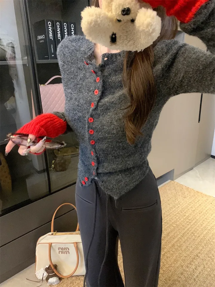 ❣️스타일업❣️ 투톤 가디건 배색 기본 이너 간절기 아우터 봄 가을 가디건 상세 이미지 20