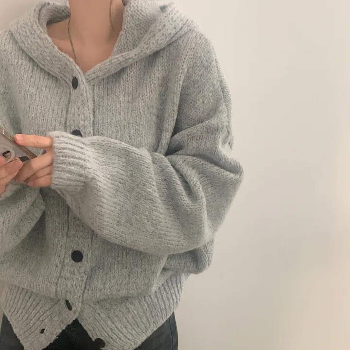 [후기보장*.*/루즈핏🤍] 보호본능, 아방핏 도톰 니트 후드가디건 - 5color 상세 이미지 5