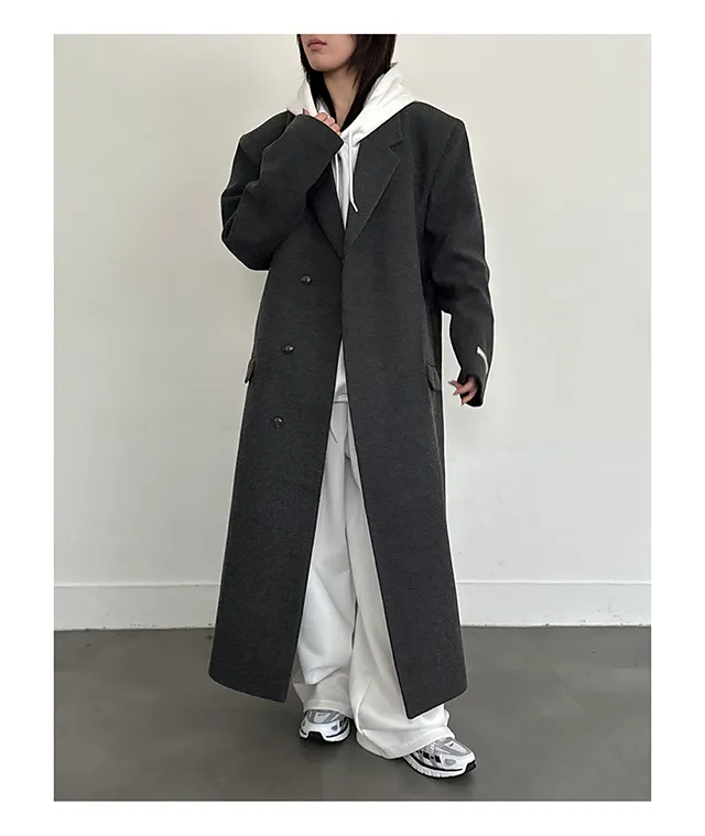 (Unisex) 카민 히든 롱 코트 (3color) 맥시 겨울코트 오버사이즈 울코트 남녀공용 상세 이미지 6