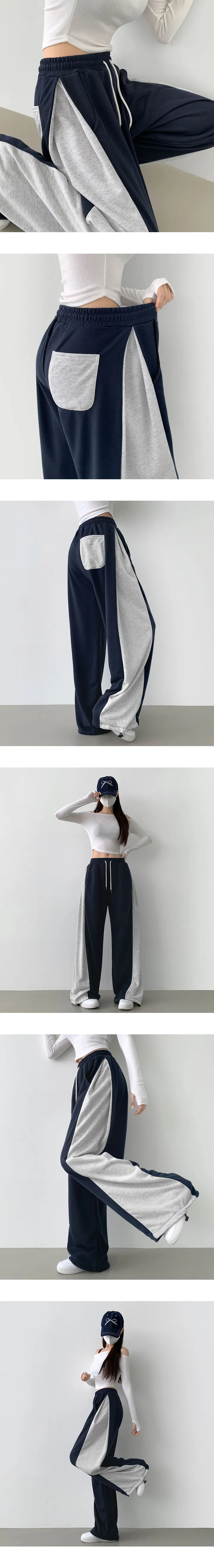 [숏&롱/기모ver."사이드투톤"]기모 투웨이 조거 와이드 가능한 사이드 폴딩 절개 투톤 트레이닝 팬츠 상세 이미지 11